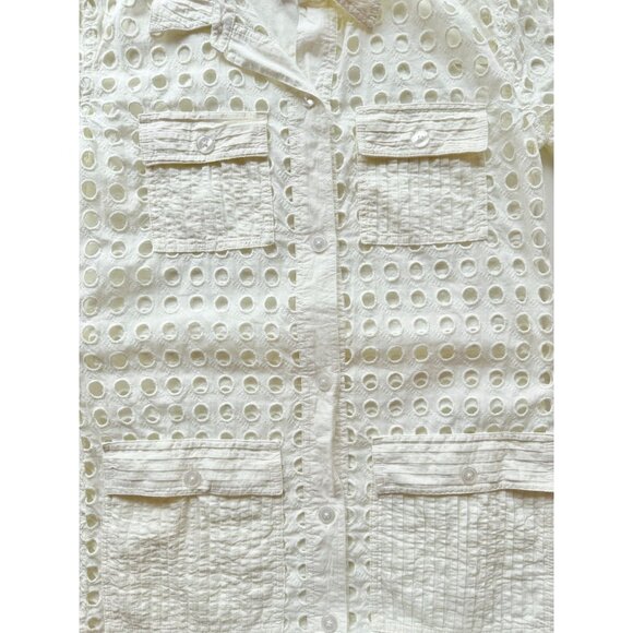 SOLID & STRIPED Harper White Cotton Eyelet Belted Shirt Dress Cover-Up, Size S - Picture 10 of 16